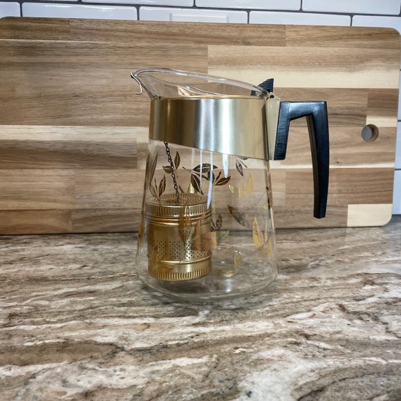 Donald Douglas Gold Leaf Flameproof Tea Maker with Gold Tea Infuser - Vintage - Picture 2 of 11